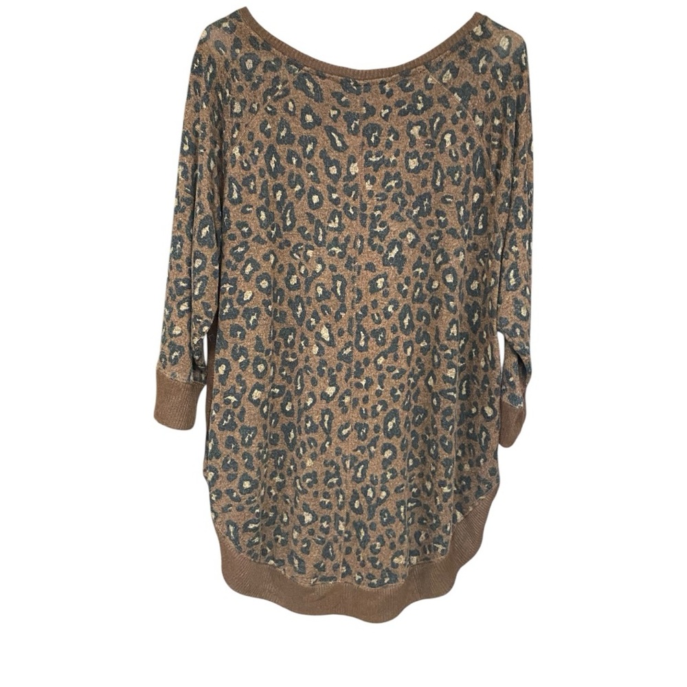 Maurices Haven Animal Print Boat Neck Fleece Sweater XL - Picture 2 of 5
